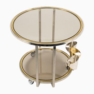 Mid-Century Servierwagen aus Messing, Chrom & Glas, Italien, 1970er