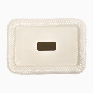 Mid-Century Ceramic and Brass Serving Tray attributed to Tommaso Barbi, Italyy, 1970s