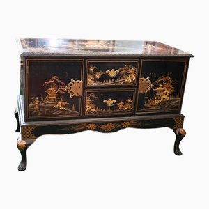 Chinese Lacquer Sideboard Chinoiserie Cabinet, 1920s