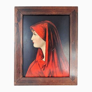 Woman with Red Scarf, 19th Century, Oil on Cardboard