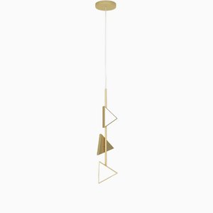 Lampe à Suspension Lines and Triangles en Laiton par Atelier Areti