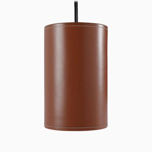 Lámpara colgante Cylinder de cuero de Cuero Design