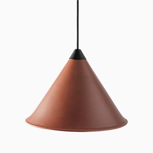 Namibia Leather Cone Medium Lamp by Cuero Design