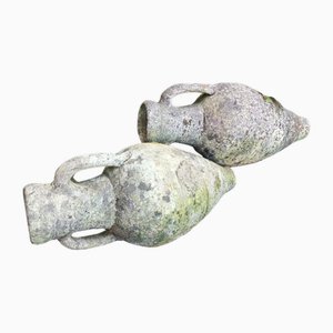 Tall Greek Style Garden Terracotta Amphora Planter Vases, Set of 2