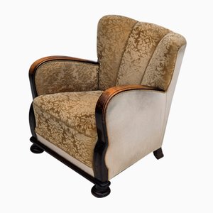 Fauteuil Relax Vintage en Velours et Frêne, 1950s