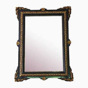 Specchio da parete grande dorato ed ebanizzato, fine XIX secolo