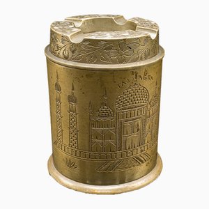 Antique Hand Decorated Cigarette Keeper in Brass, 1890s