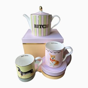 Porcelain Teapot and Mug Set with Gift Box by Yvonne Ellen, Set of 3
