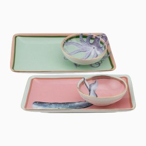 English Porcelain Sushi Set by Yvonne Ellen, Set of 8