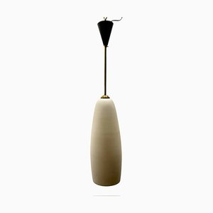 Lampe à Suspension en Verre Opalin, Italie, 1960s