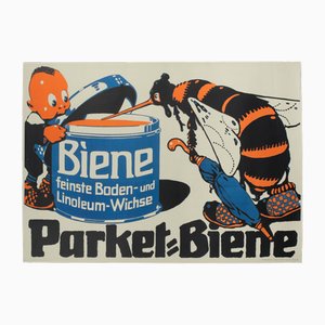 Grande Affiche Publicitaire pour Parket Biene Beeswax Company, 1920s