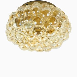 Mid-Century Amber Bubble Glass Flush Mount attributed to Helena Tynell for Limburg, Germany, 1960s