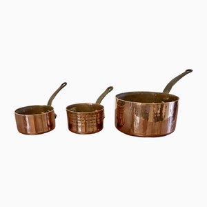 Antike viktorianische Kupferpfannen, 1860, 3 . Set