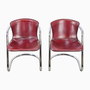 Set of Vintage Saddle Leather Tubular Chairs from Metaform, 1970s