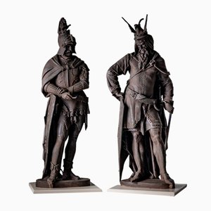 Artista alemán, Heroes of the Nibelungenlied, hierro fundido, finales del siglo XIX, Juego de 2