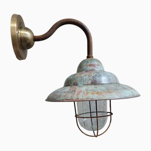 Lampada da fienile da esterno in rame arrugginito, Francia