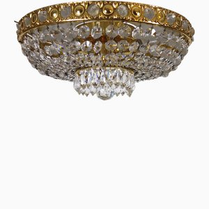 Vintage Deckenlampe aus Messing-Blei-Kristall von Sölken Leuchten
