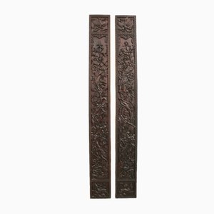 Asiatische geschnitzte Holzsäulen, 1890er, 2er Set