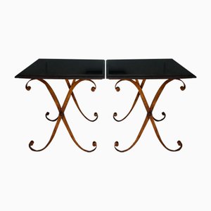 Granite Gilt and Metal Side Tables by John Richard, 1982, Set of 2