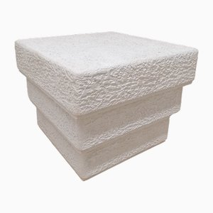 Postmodern American Textured Plaster Concrete Coffee Table, 1980s