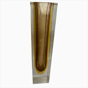 Mid-Century Brown Amber and Clear Murano Sommerso Glass Vase from Murano Glass Sommerso, 1960s