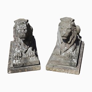 Stone Lions, 1890s, Set of 2
