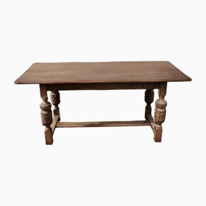 Antique Farmhouse Gothic Oak Refectory Table