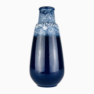 Blaue Vintage Lava Keramikvase von Jasba, 1960er