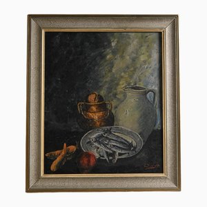 B. Iracheta, The Catch, 1980s, Oil on Canvas, Framed