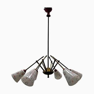 Geometric Bronze Chandelier, 1950s