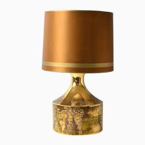 Lampada da tavolo dorata in ceramica di Aldo Londi per Bitossi, anni '60