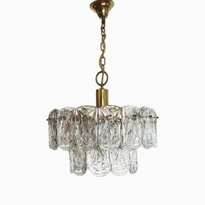 Brass and Glass Ceiling Lamp by J.T. Kalmar