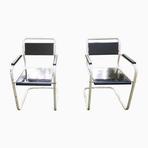 Freischwinger aus lackiertem Eisen, 1930er, 2er Set