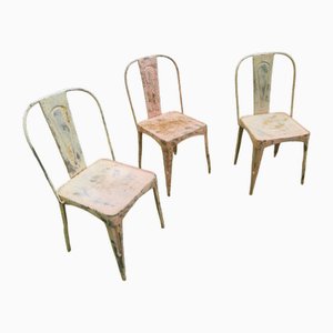 Art Nouveau Tolix Bistro Garden Chairs, Set of 3