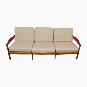 Teak 3-Sitzer Sofa Sofa aus Wollstoff von Illum Wikkelsø für Niels Eilersen, 1960er