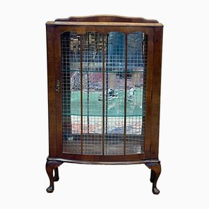 English Walnut Display Cabinet, 1950s
