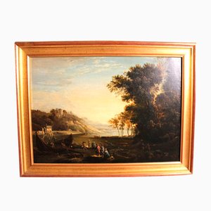 Follower of Claude Lorrain, Merchants on the River Po, 1800s, Oil on Canvas