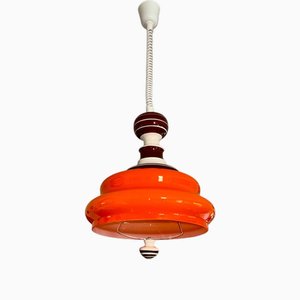 Mid-Century Orange Pendant Light, 1970s