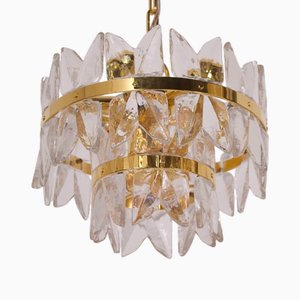 Golden Brass and Crystal Corina Chandelier from Kalmar, 1970s