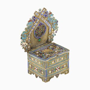 Russian Silver Salt Shaker with Enamel, Moscow, 1888