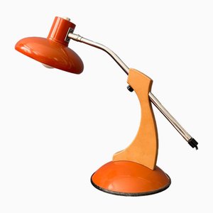 Lampada da scrivania Space Age massiccia Fase arancione e marrone