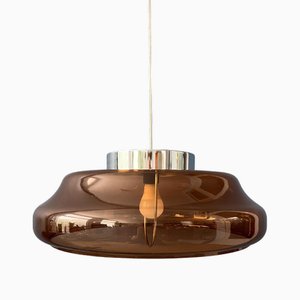 Space Age Orange-Brown Acrylic Glass UFO Pendant Lamp