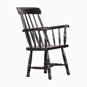 Antique Irish Ebonised Famine Chair, 1850