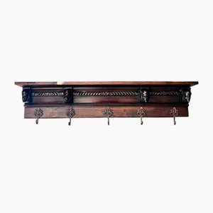 Antique Dutch Wall Hanger Coat Rack with Shelf