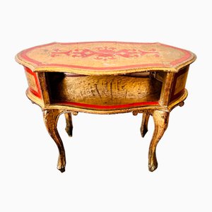Mesa auxiliar italiana vintage de madera dorada