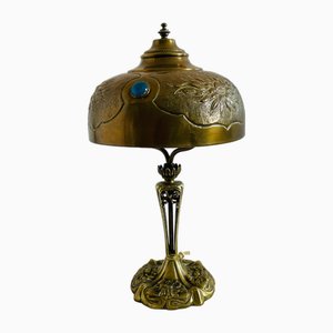 Art Nouveau Bronze Table Lamp attributed to Georges Leleu, Early 20th Century