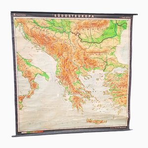 Mapa escolar geofísico vintage de Haack Gotha, 1975
