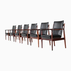 Poltrone nr. 431 in palissandro di Arne Vodder per Sibast, anni '60, set di 6