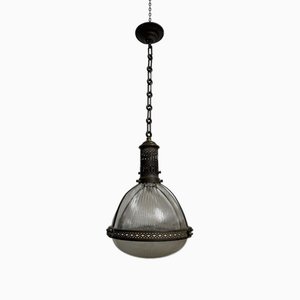 Lampe à Suspension Vintage en Verre Holophane, France, 1920s