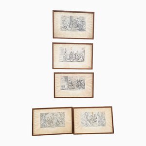 After Mitelli and Caracci, Aeneid, 18th Century, Engravings, Framed, Set of 5